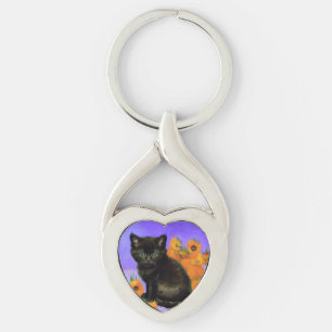 Chaveiro Van Gogh Black Kitten com Girassóis