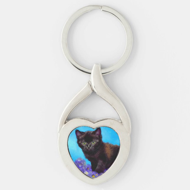 Chaveiro Van Gogh Cat e Flores (Frente)