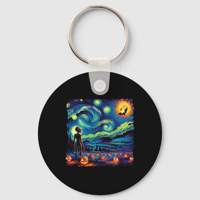Chaveiro Van Gogh Starry Night Man Halloween Fall Pum (Frente)