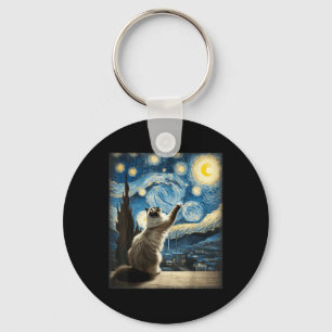 Chaveiro Van Gogh Starry Night Style Artístico Ragdoll Cat