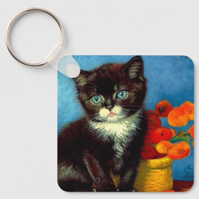 Chaveiro Van Gogh Tuxedo Cat (Frente)