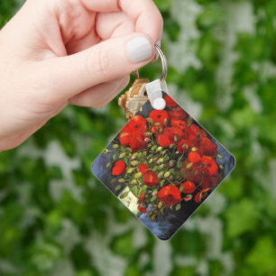 Chaveiro Van Gogh Vase com Papa Vermelho, Vintage de Belas 