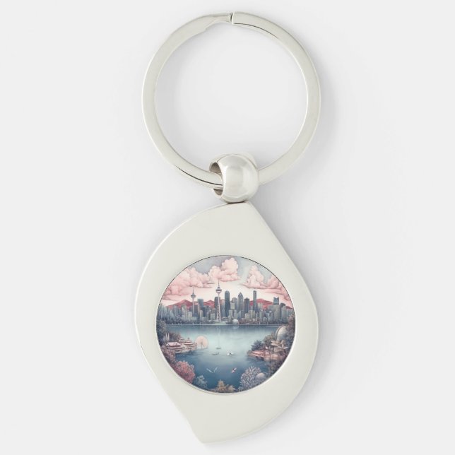 Chaveiro Vancouver City Canada Viagem Painting (Frente)