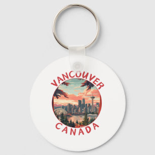 Chaveiro Vancouver no Canadá Arte de Viagem Vetorial Retro