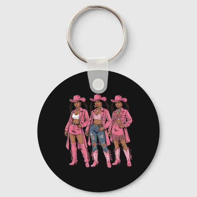 Chaveiro Vaqueira Western Melanina Juneteenth História Negr (Frente)