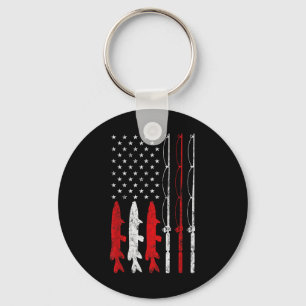 Chaveiro Vara de Pesca Bandeira Americana Presente de Pesca