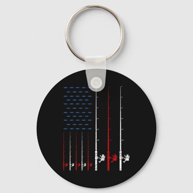 Chaveiro Varas de Pesca Bandeira Americana  (Frente)