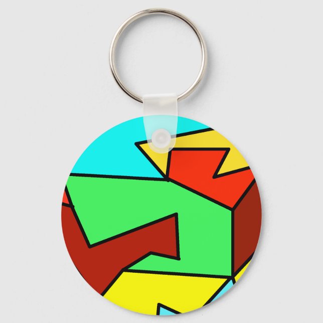 Chaveiro Várias cores, forma de abstrato e triângulo (Frente)