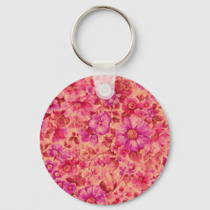 Chaveiro Várias Flores em Flor em Rosa e Roxo Quente