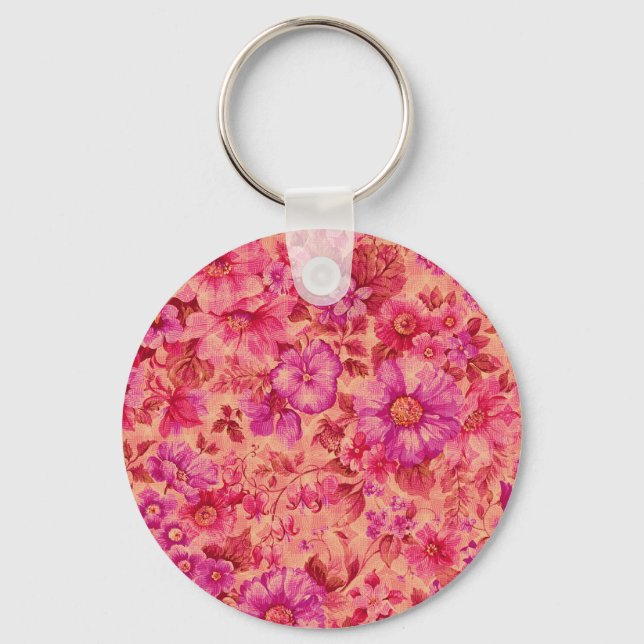 Chaveiro Various Blooming Flowers in Warm Pink and Purple (Frente)