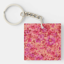 Chaveiro Various Blooming Flowers in Warm Pink and Purple