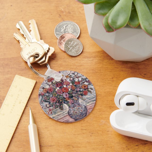 Chaveiro Vase das Flores, Zinnias, por Maurice Prendergast (Mesa)