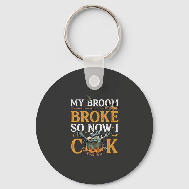Chaveiro Vassoura Quebrou Cauldron de Halloween Caveiras Ga (Frente)