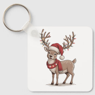 Chaveiro Veado Animal Natal Veado Chapéu do Papai Noel Nata
