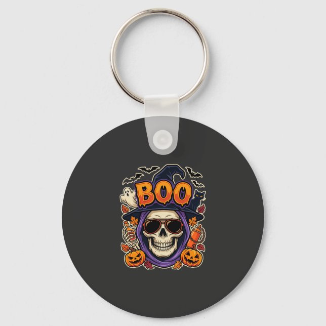 Chaveiro Vector de Óculos de Sol Crânio Boo do Halloween (Frente)