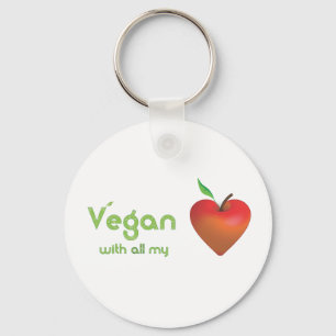 Chaveiro Vegan com todo o meu coração (coração vermelho