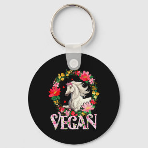 Chaveiro Vegan Fofo Cavalo Flores Círculo Agricultura Amant