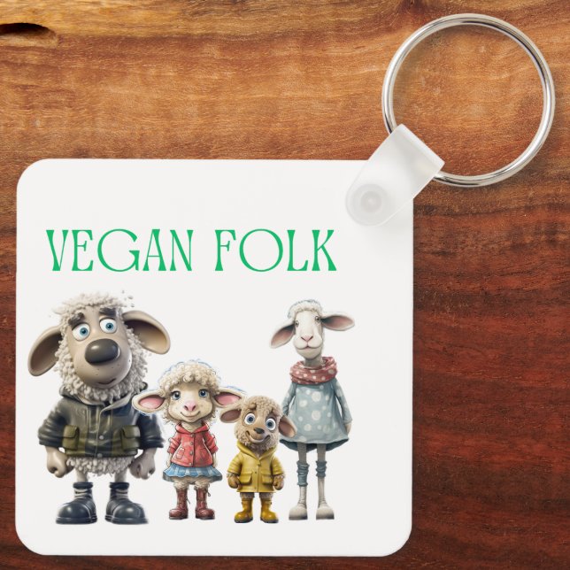 Chaveiro Vegan Folk Sheep Family (Verso)