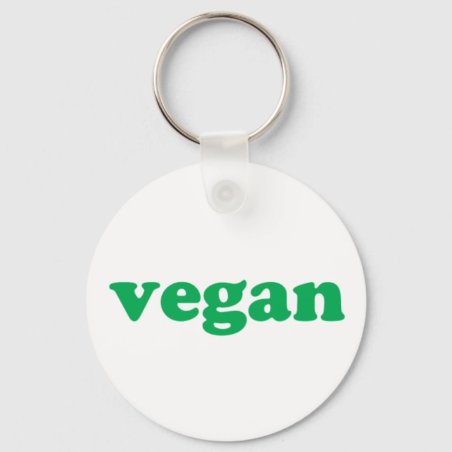 Chaveiro "Vegan", letras verdes, fundo branco (Frente)