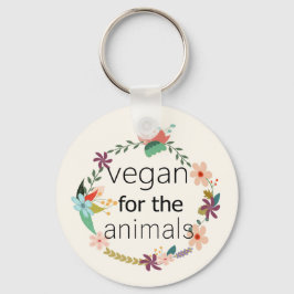 Chaveiro Vegan para os animais design floral