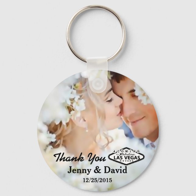 Chaveiro Vegas Wedding Personalized Key Ring Wedding Favor (Frente)