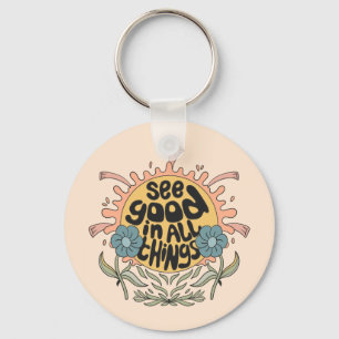 Chaveiro Veja Bom em todas as coisas, Hippie Graphic