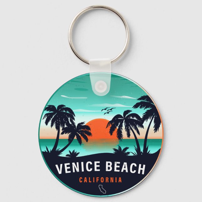 Chaveiro Venice Beach California Retro Sunset Souvenirs 80 (Frente)