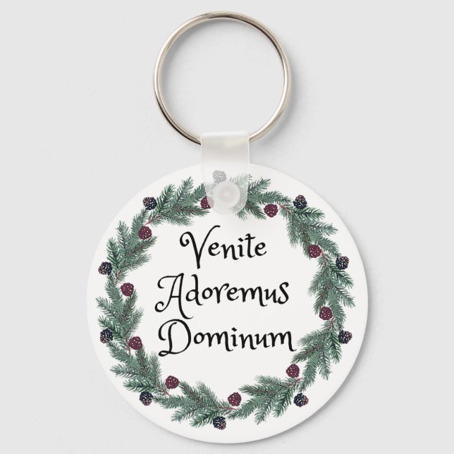 Chaveiro Venite Adoremus Dominum Natal Religioso Latino (Frente)