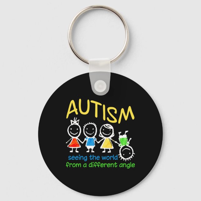 Chaveiro Ver O Mundo Num Ângulo Diferente De Autismo (Frente)