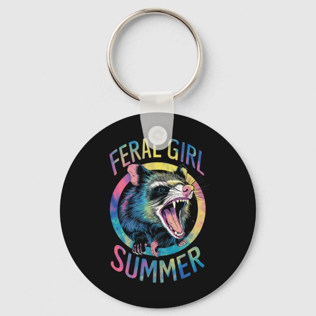 Chaveiro Verão de Garota Feral Gambá Tie Dye Mapache (Frente)