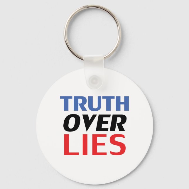 Chaveiro "Verdade sobre Mentiras" Azul Vermelho Branco Pret (Frente)