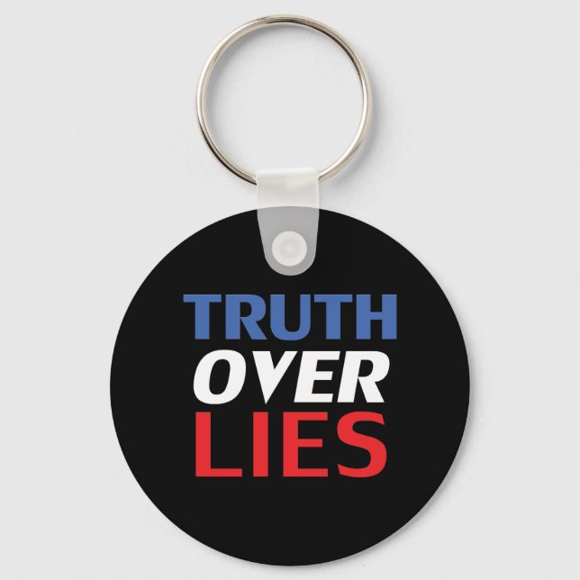 Chaveiro "Verdade sobre Mentiras" Azul Vermelho Branco Pret (Frente)