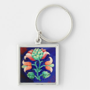 Chaveiro Verde cor-de-rosa FLORAL, azul