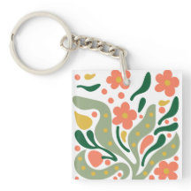 Verde & Laranja Moderno Floral Abstrato