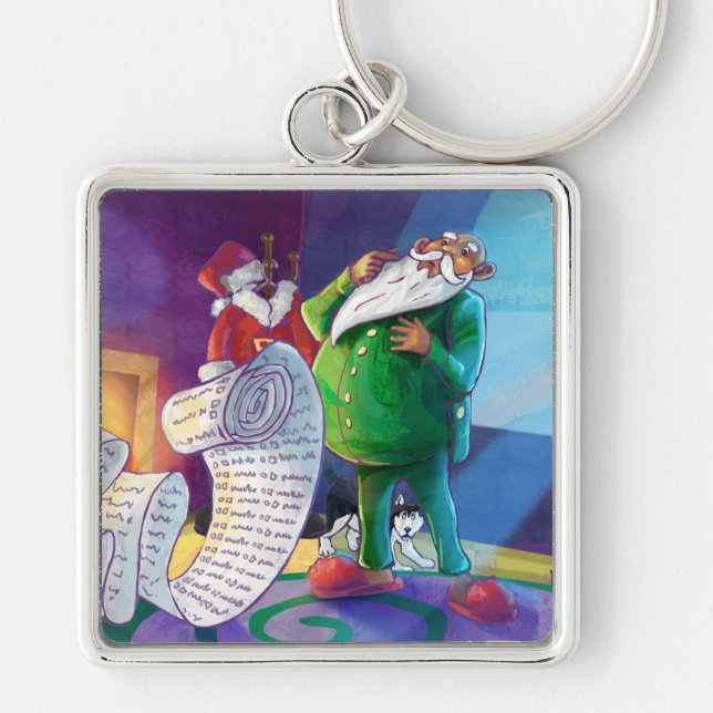 Chaveiro Verifique duas vezes Papais noeis (Frente)