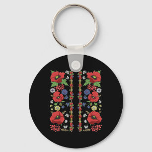 Chaveiro Vermelhas Papoulas Ucrânia Camiseta Floral Bonito