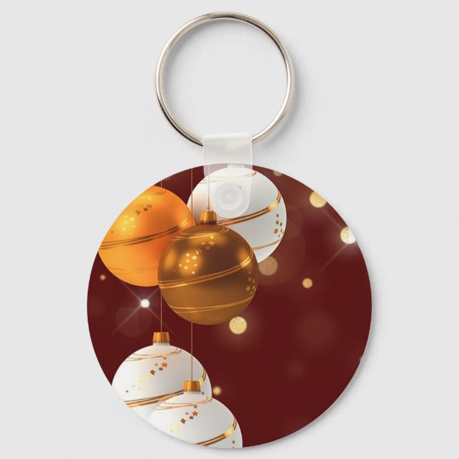 Chaveiro Vermelhidão com pano de fundo com bolas de Natal (Frente)