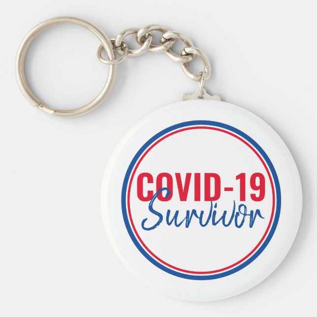 Chaveiro Vermelho Azul Pandêmico Coronavírus Covid- 19 Sobr (Frente)