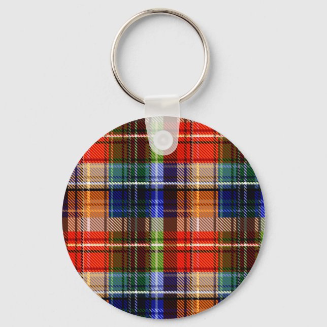Chaveiro Vermelho Azul Verde Amarelo Xadrez Tartan Desenho  (Frente)
