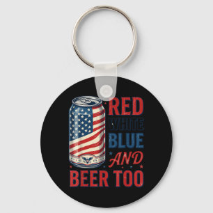 Chaveiro Vermelho Branco Azul E Cerveja Também Divertido Pa