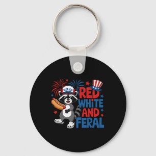 Chaveiro Vermelho Branco E Feral Cute Guaxinim Merica EUA I