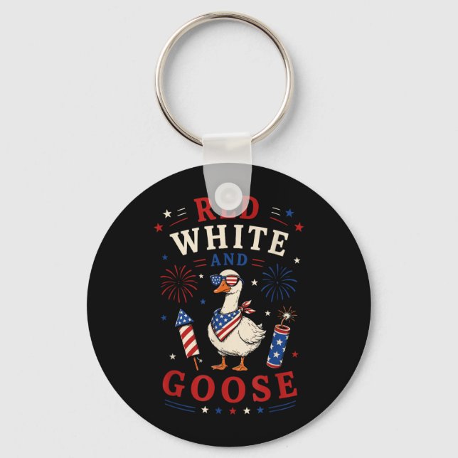 Chaveiro Vermelho Branco e Ganso 4 de Julho (Frente)