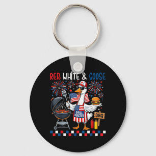 Chaveiro Vermelho Branco E Ganso Engraçado 4 De Julho Patri