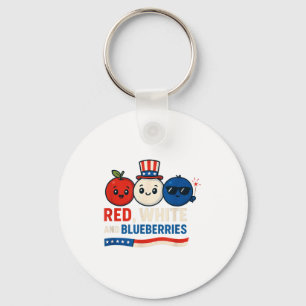 Chaveiro Vermelho, Branco E Mirtilos Patriota Desenho Anima