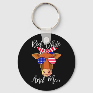 Chaveiro Vermelho Branco E Moo Patriótico Vaca Bandeira Dos