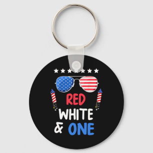 Chaveiro Vermelho Branco E primeiro aniversario 4 De Julho 