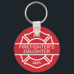 Chaveiro Vermelho da Filha do Bombeiro<br><div class="desc">Escolha sua cor preferida,  altere o texto conforme necessário</div>