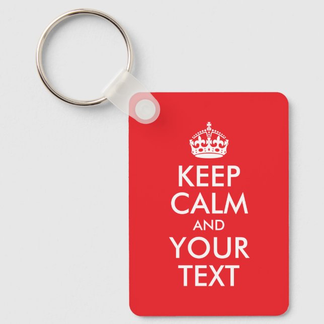 Chaveiro Vermelho e Branco Manter Calmo Paródia (Frente)