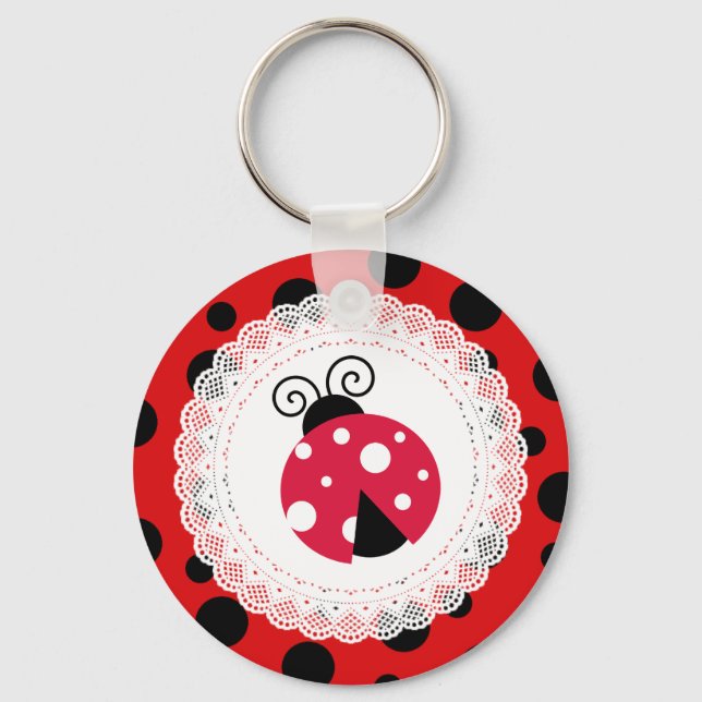 Chaveiro Vermelho e Negro de Ladybug (Frente)