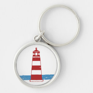 Chaveiro Vermelho Náutico e Faixa Branca Farol Oceano Azul